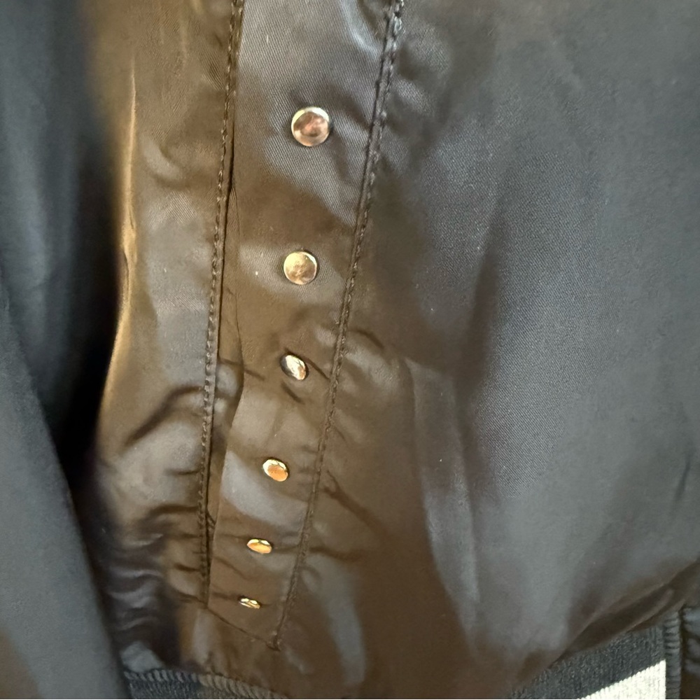 BCBGeneration Black Varsity Jacket with Floral Embroidery, Large, UGC - Picture 6 of 12